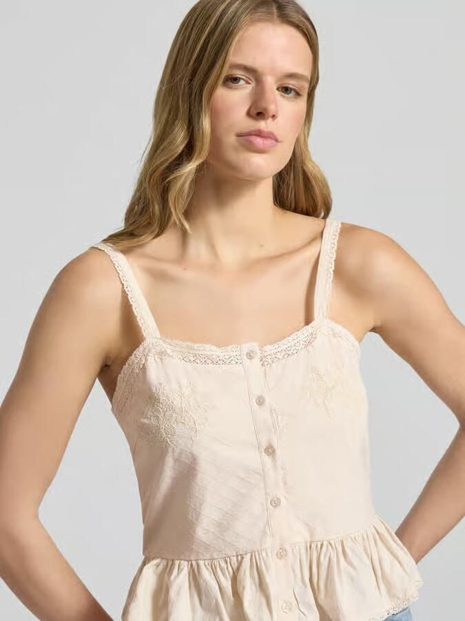 Only Kort topje met bandjes van mix van katoen en viscose model 'MERA'