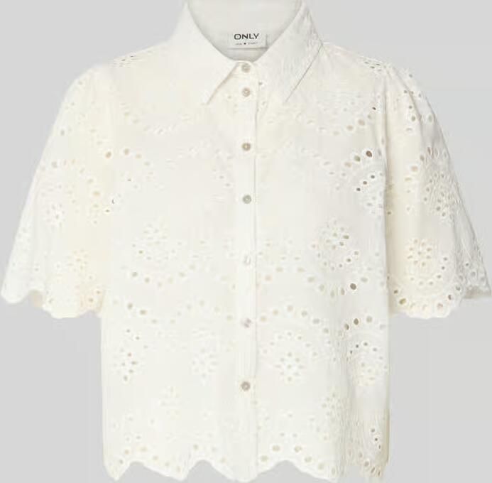 Only Regular fit overhemdblouse met broderie anglaise model 'VALAIS' - Foto 7