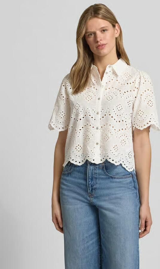 Only Regular fit overhemdblouse met broderie anglaise model 'VALAIS' - Foto 8