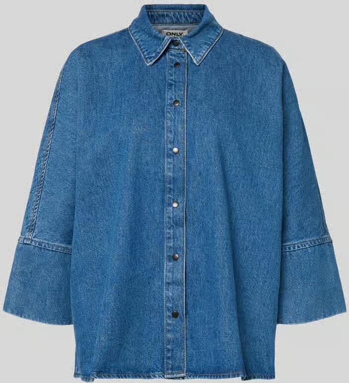 Only Loose fit jeansblouse van katoen met drukknoopsluiting model 'GRACE'
