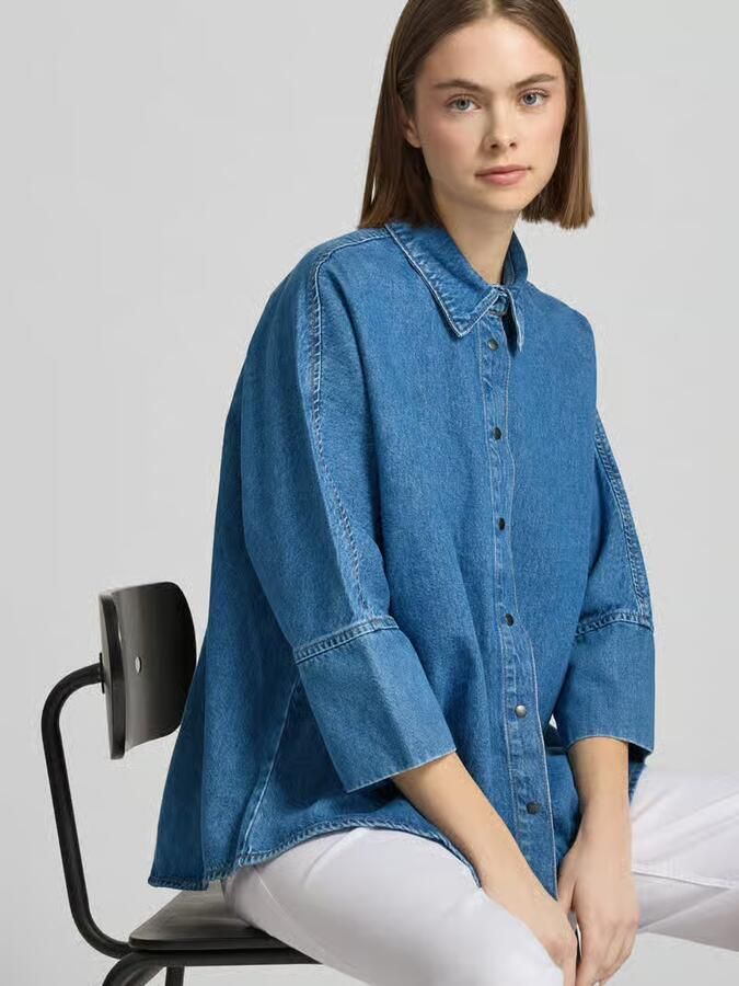 Only Loose fit jeansblouse van katoen met drukknoopsluiting model 'GRACE' - Foto 4
