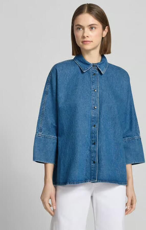 Only Loose fit jeansblouse van katoen met drukknoopsluiting model 'GRACE' - Foto 4