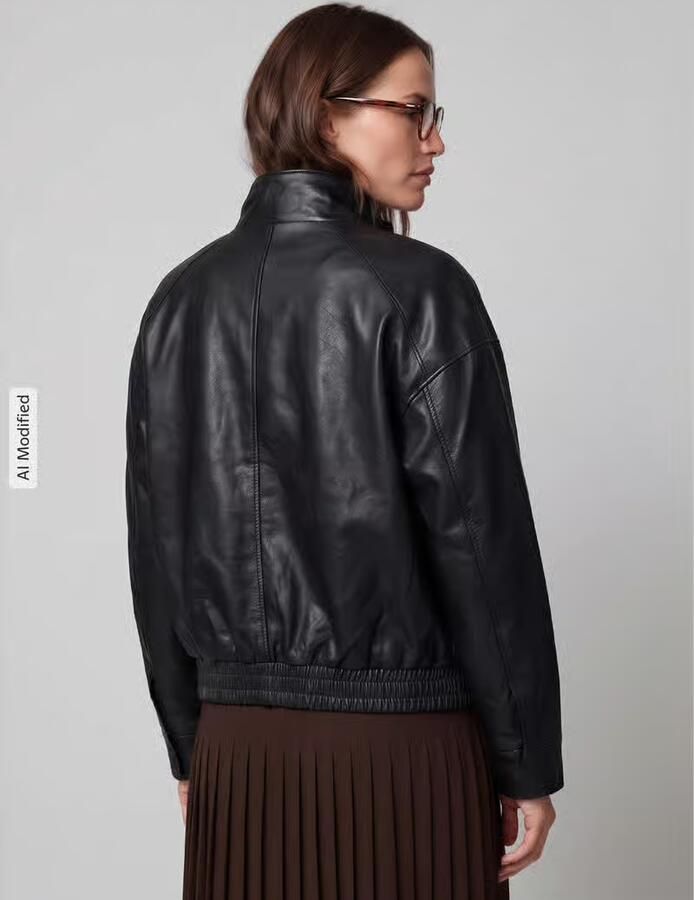 Only Loose fit kunstleren jack met opstaande kraag model 'JULIA' - Foto 4