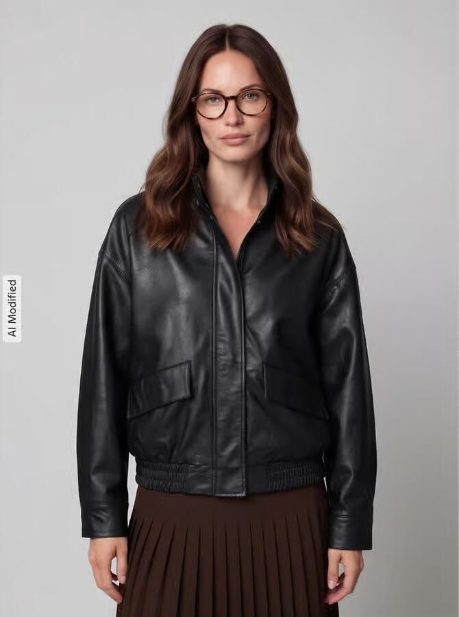 Only Loose fit kunstleren jack met opstaande kraag model 'JULIA' - Foto 5