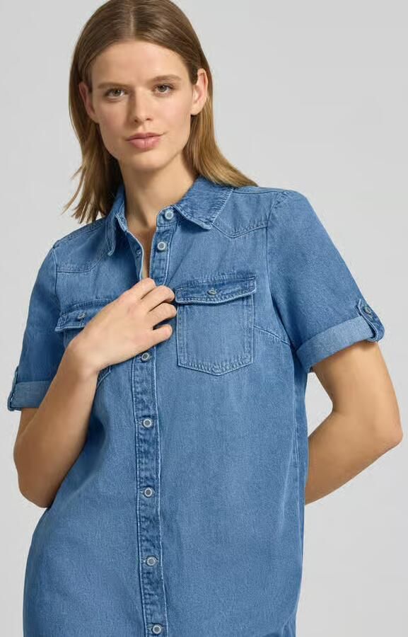 Only Jeans jurk ONLLISA – Denimjurk met knoopsluiting en borstzakken modieus denim regular fit katoenmix overhemdkraag