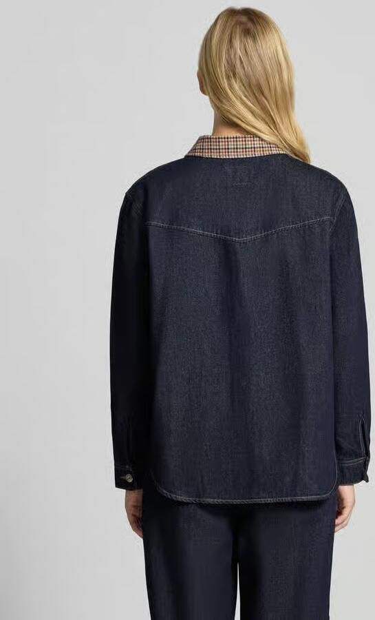 Only Blouse Vera Check Shirt Dark Blue Denim - Foto 4