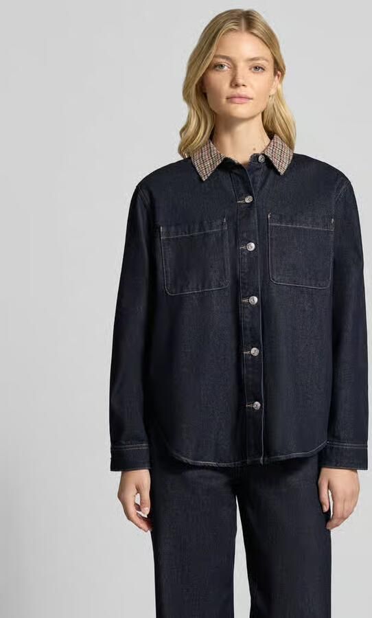 Only Blouse Vera Check Shirt Dark Blue Denim - Foto 5