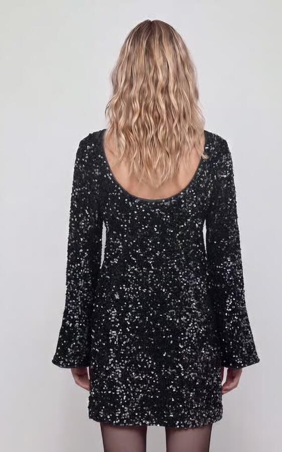 Only Paillettenjurk met diep rugdecolleté - Foto 5
