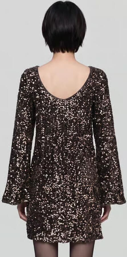 ONLY maxi jurk met pailletten donkerbruin goud - Foto 3