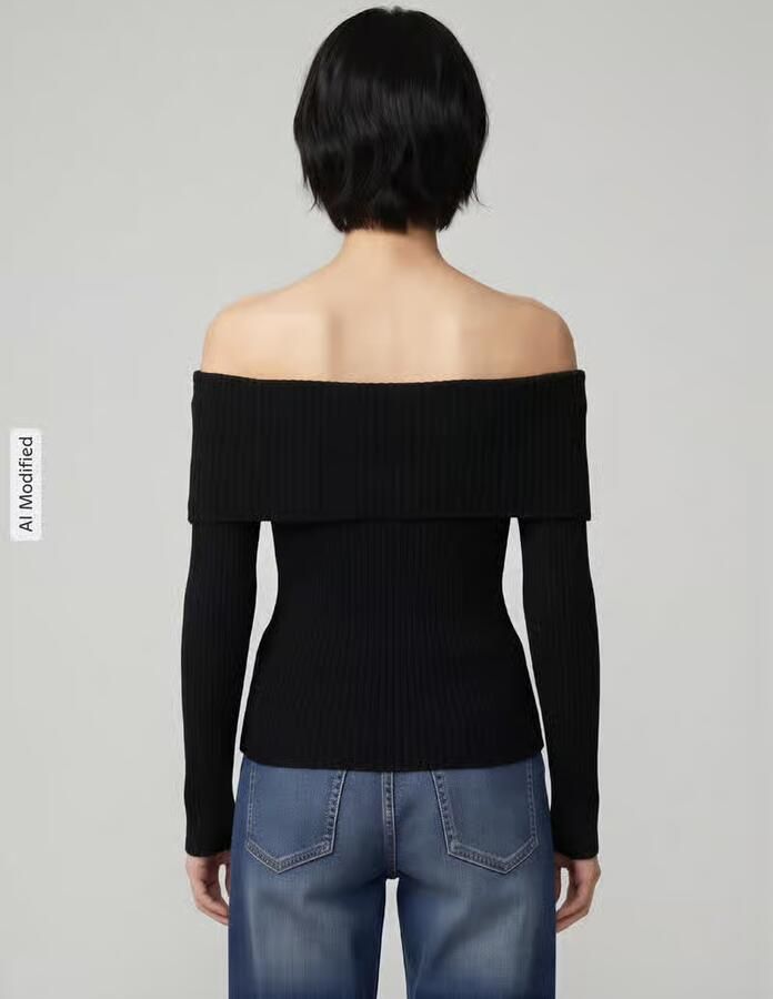 Only Slim fit gebreide pullover met off shoulder-mouwen model 'KATIA' - Foto 2