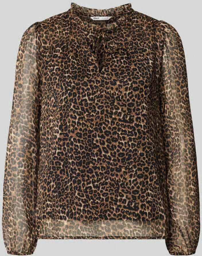 Only Regular fit blouse met lange mouwen met striksluiting model 'DITSY'