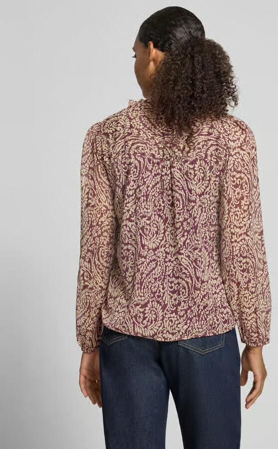 ONLY rechtvallende semi-transparante blouse met ruches en dierenprint rood - Foto 5