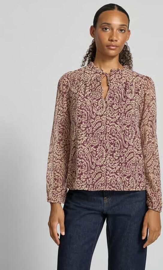 ONLY rechtvallende semi-transparante blouse met ruches en dierenprint rood - Foto 6