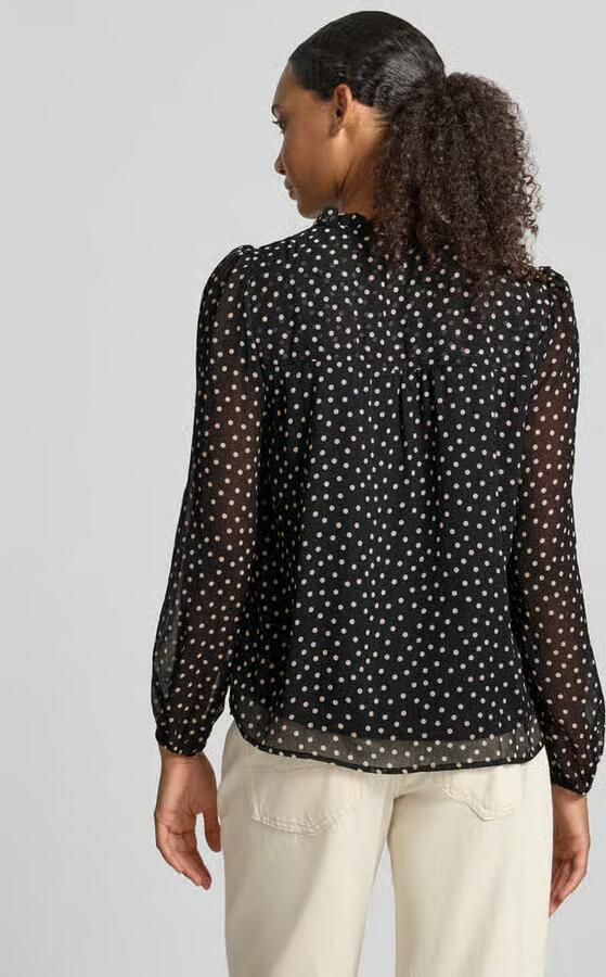 ONLY rechtvallende semi-transparante blouse met ruches en dierenprint zwart - Foto 4