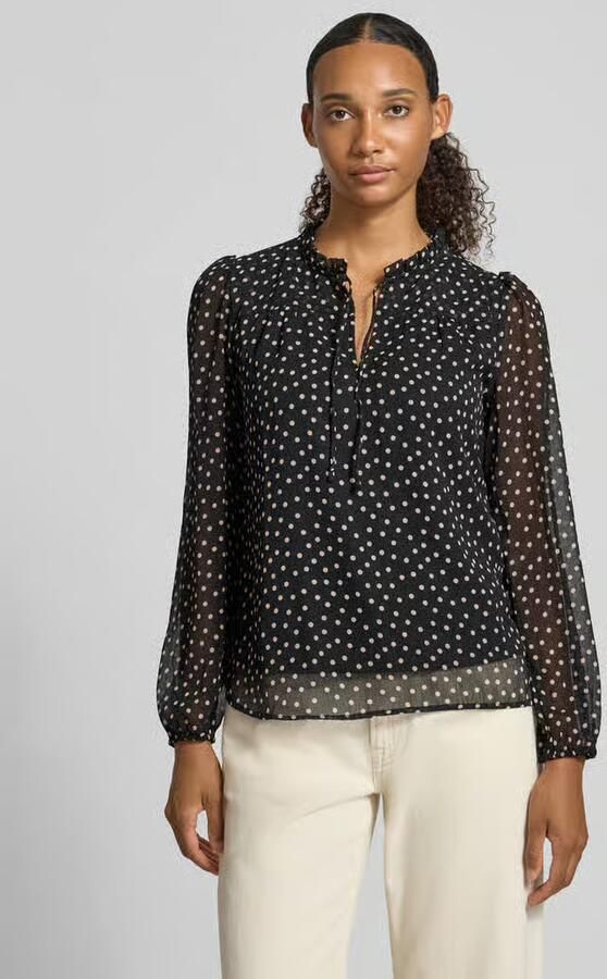 ONLY rechtvallende semi-transparante blouse met ruches en dierenprint zwart - Foto 5