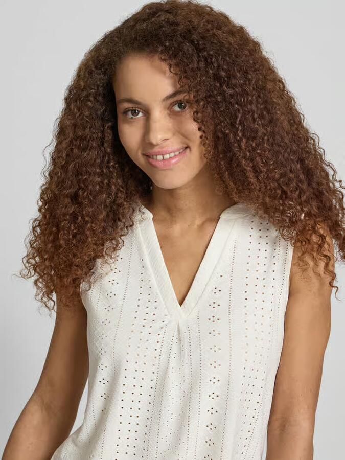 Only regular fit blousetop met ajourwerk model 'SANDRA'