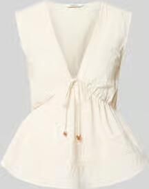 Only regular fit blousetop van mix van katoen viscose en linnen model 'NELSA'