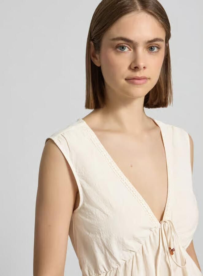 Only regular fit blousetop van mix van katoen viscose en linnen model 'NELSA'