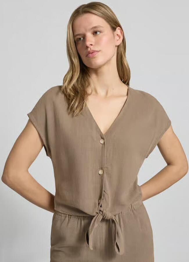 Only regular fit blousetop van mix van viscose en linnen model 'SIESTA' - Foto 4