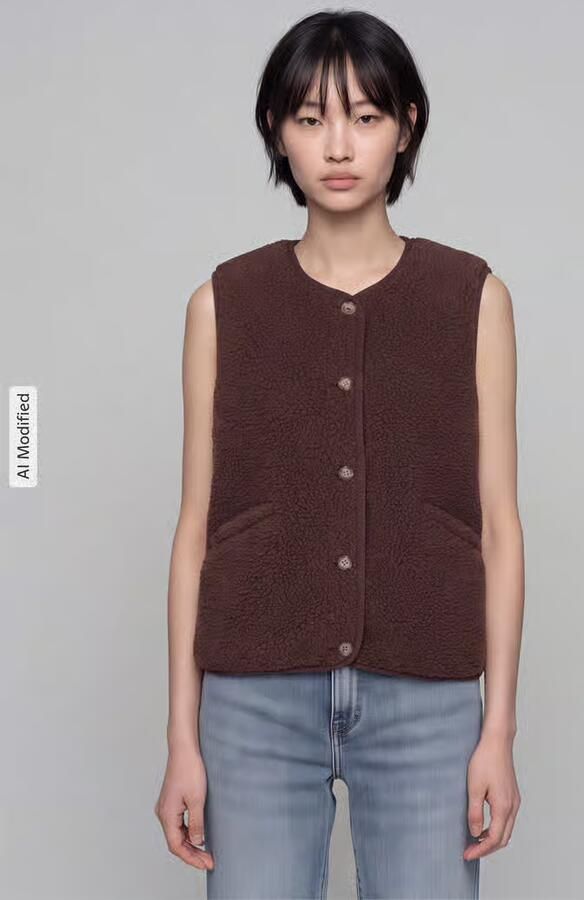 Only regular fit bodywarmer in teddystof model 'BABY' - Foto 4