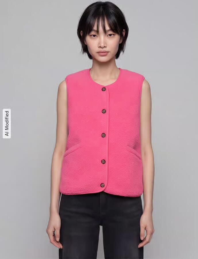 Only regular fit bodywarmer in teddystof model 'BABY' - Foto 2