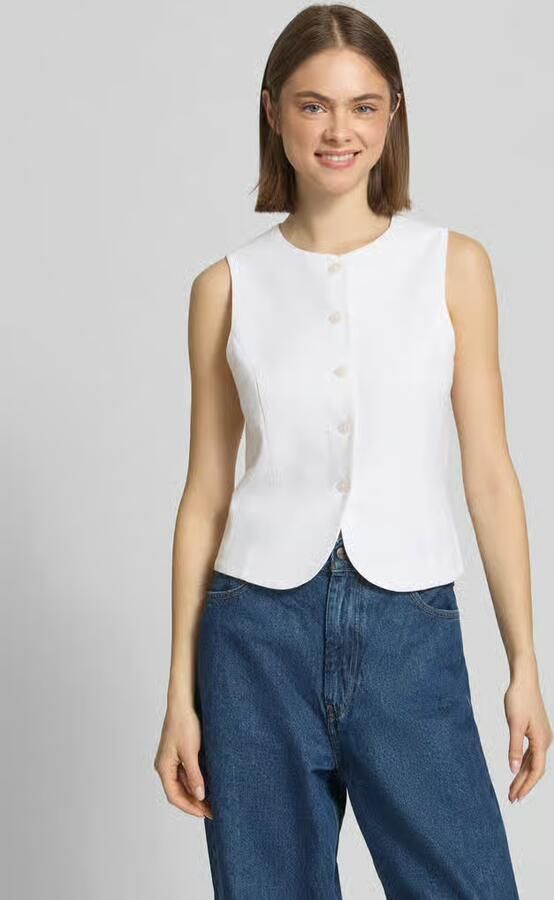 Only regular fit bodywarmer van mix van viscose en linnen model 'GOA' - Foto 4