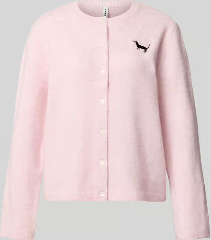 Only Regular fit gebreid jack met ronde hals model 'EVIA' - Foto 4