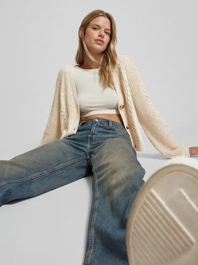 Only Regular fit gebreid jack met structuurmotief model 'ROSIE' - Foto 4