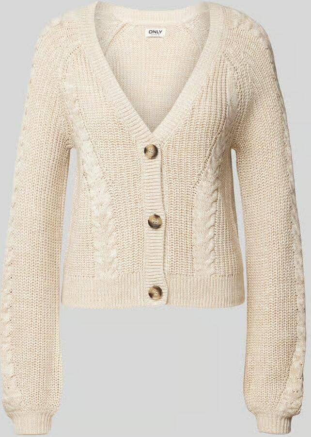 Only Regular fit gebreid jack met structuurmotief model 'ROSIE' - Foto 5