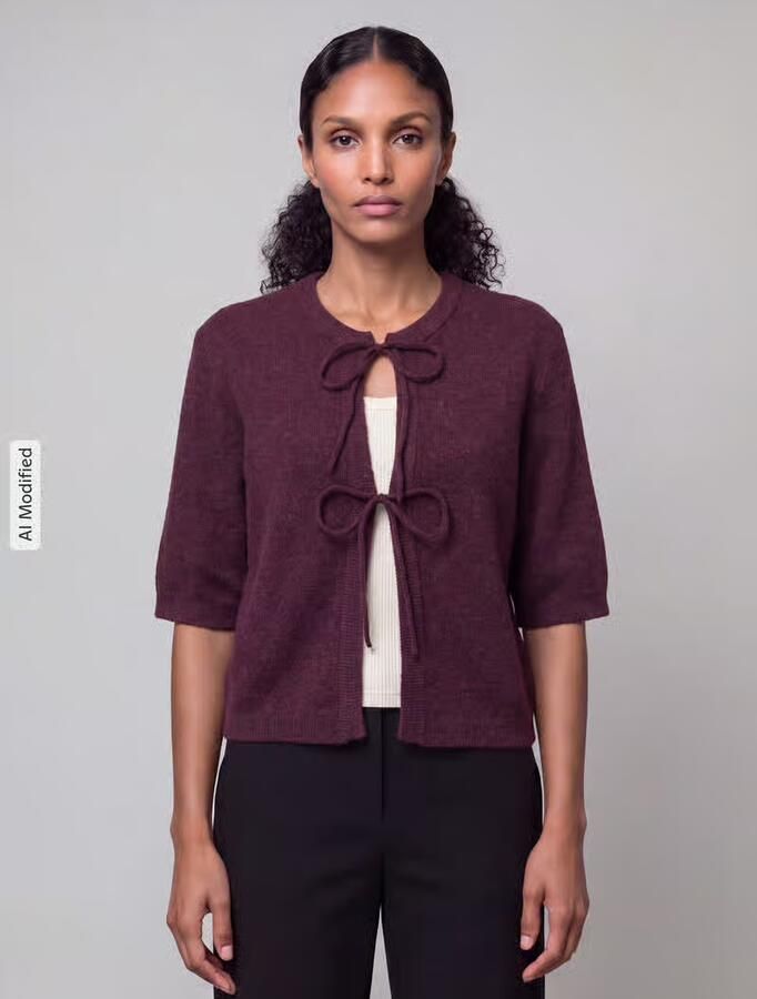 Only Regular fit gebreid jack met vetersluiting model 'SIMONI' - Foto 2