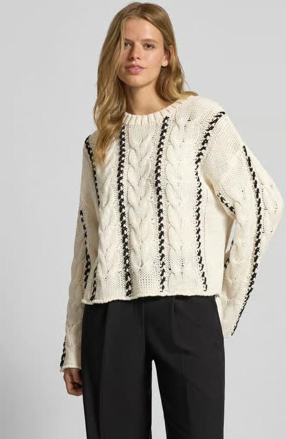 Only Regular fit gebreide pullover met kabelpatroon model 'TESSA' - Foto 5