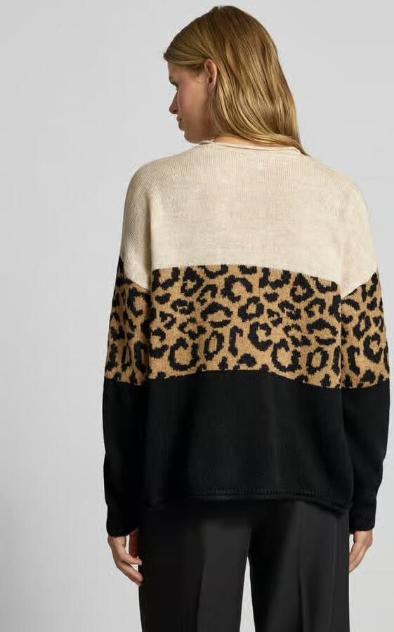 Only Regular fit gebreide pullover met dierenprint en colour blocking model 'JADE'