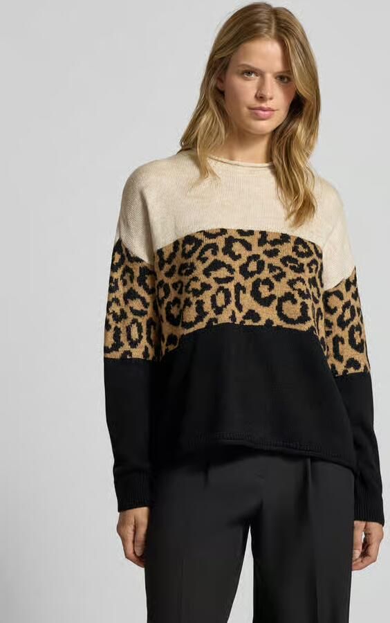 Only Regular fit gebreide pullover met dierenprint en colour blocking model 'JADE' - Foto 13