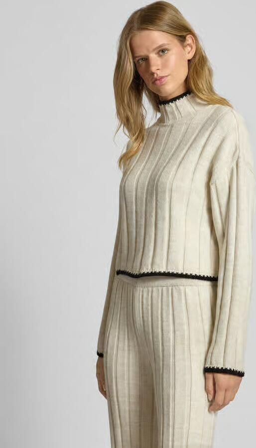 Only Gebreide pullover met geribde opstaande kraag model 'CHICK' - Foto 2