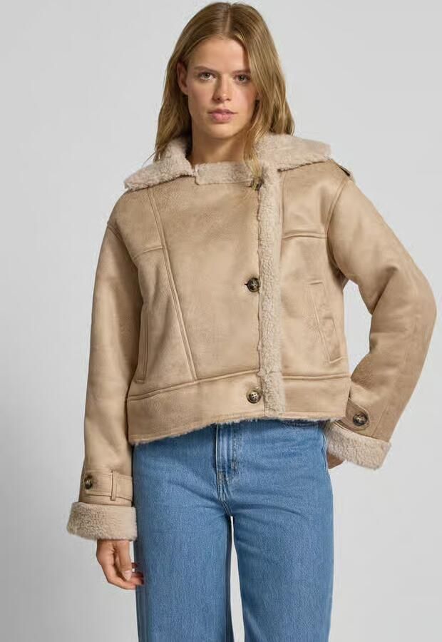 Only Loose fit jack in leerlook met asymmetrische knoopsluiting model 'YLVA' - Foto 2