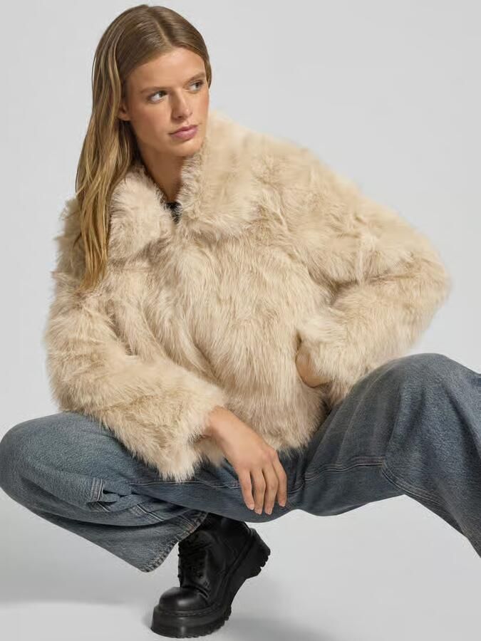 Only Regular fit jack van imitatiebont met platte kraag model 'MANNY'
