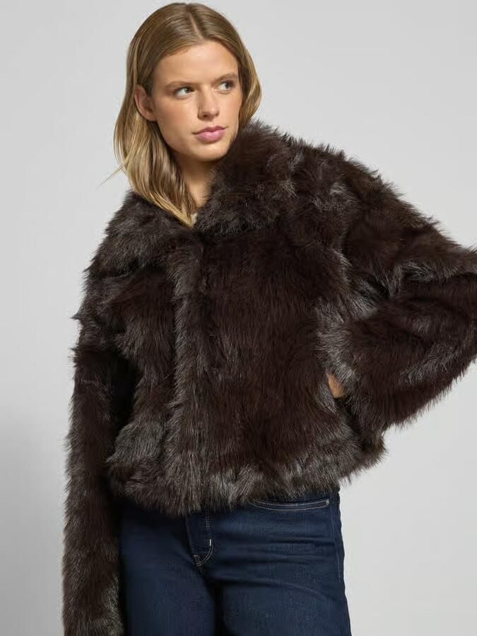 Only Regular fit jack van imitatiebont met platte kraag model 'MANNY'