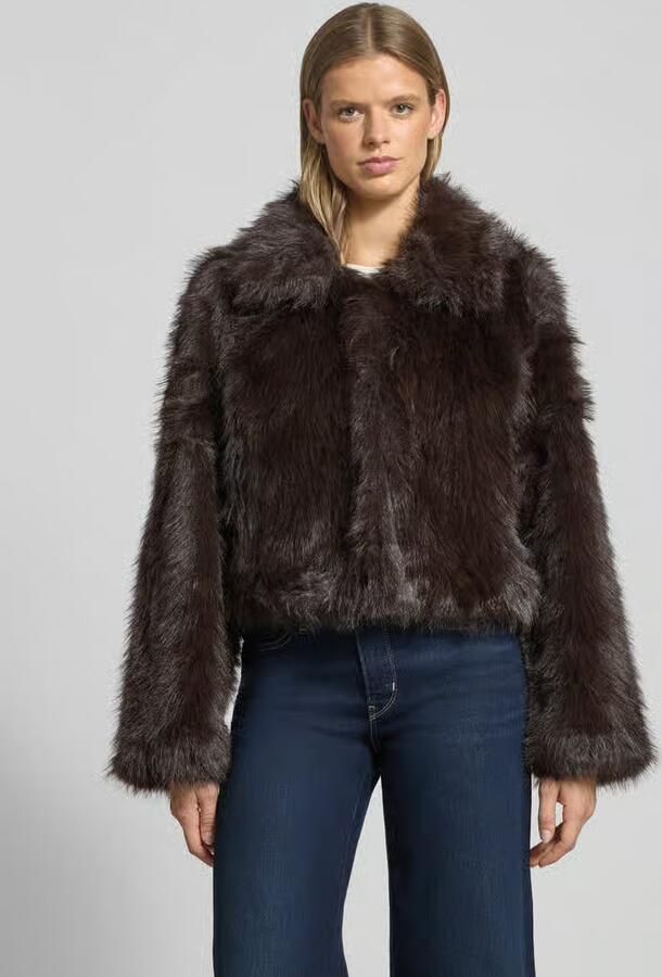 Only Regular fit jack van imitatiebont met platte kraag model 'MANNY' - Foto 3