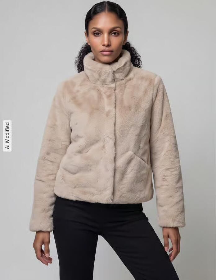 Only Regular fit jack van imitatiebont met opstaande kraag model 'NEWVIDA' - Foto 2