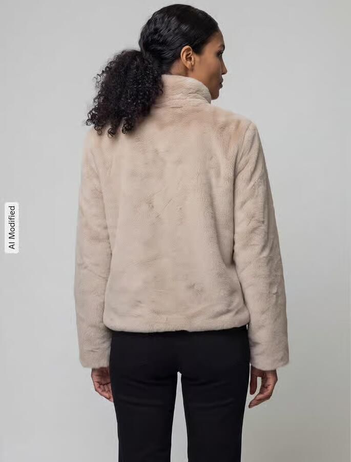 Only Regular fit jack van imitatiebont met opstaande kraag model 'NEWVIDA' - Foto 3