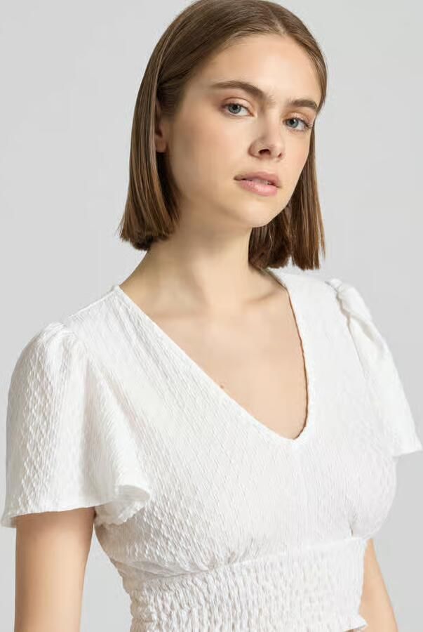 Only regular fit kort top met structuurpatroon model 'HANNAH'