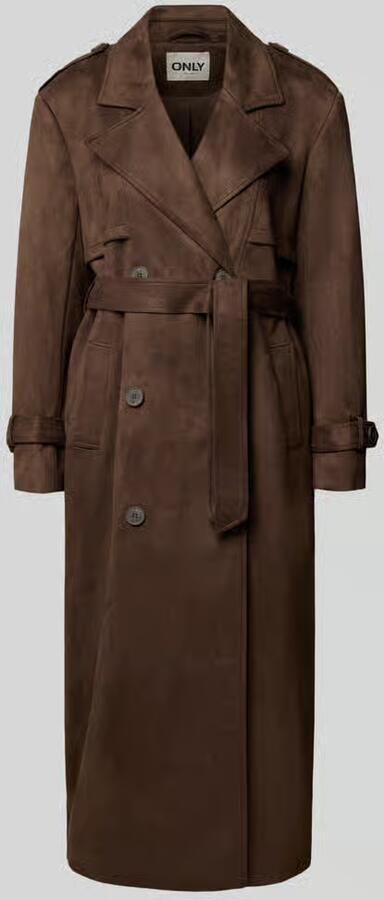 Only Regular fit lange jas in leerlook model 'LINA'