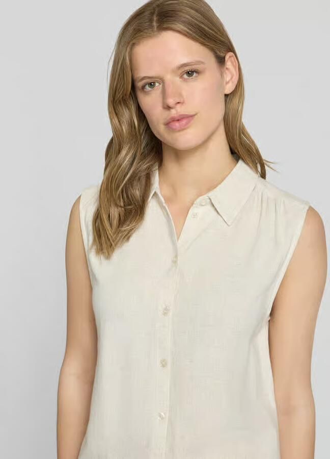 Only regular fit linnen blouse zonder mouwen model 'SIESTA' - Foto 3