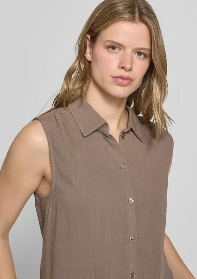 Only regular fit linnen blouse zonder mouwen model 'SIESTA'
