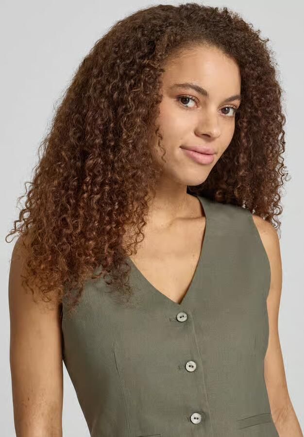 Only regular fit linnen gilet met bindceintuur model 'GOA'