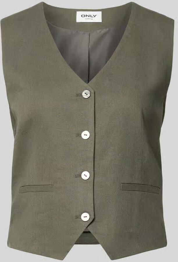 Only regular fit linnen gilet met bindceintuur model 'GOA' - Foto 2