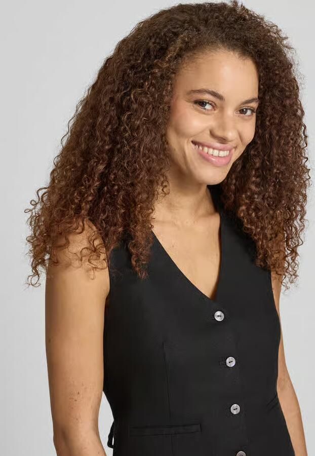 Only regular fit linnen gilet met bindceintuur model 'GOA'