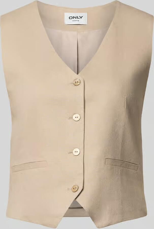 Only regular fit linnen gilet met bindceintuur model 'GOA' - Foto 2