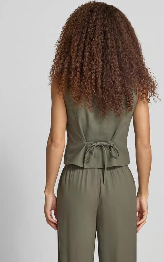 Only regular fit linnen gilet met bindceintuur model 'GOA'