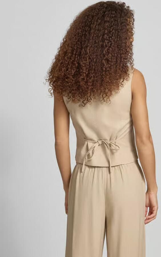 Only regular fit linnen gilet met bindceintuur model 'GOA'
